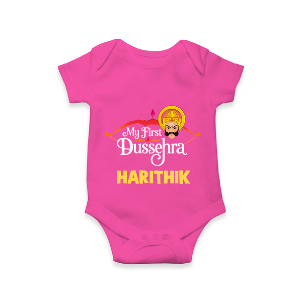 My First Dussehra Harithik Festive Romper - HOT PINK - New Born (Chest 14")