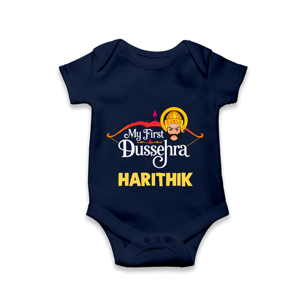 My First Dussehra Harithik Festive Romper - NAVY BLUE - New Born (Chest 14")