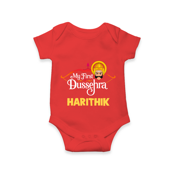 My First Dussehra Harithik Festive Romper - RED - New Born (Chest 14")