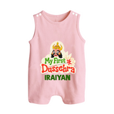 My First Dussehra Irayyan Ravan Theme Button Romper - BABY PINK - New Born (Chest 18")