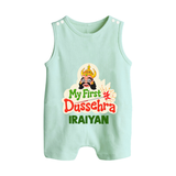 My First Dussehra Irayyan Ravan Theme Button Romper - MINT GREEN - New Born (Chest 18")
