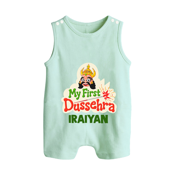 My First Dussehra Irayyan Ravan Theme Button Romper - MINT GREEN - New Born (Chest 18")
