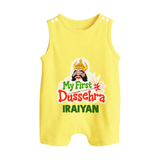 My First Dussehra Irayyan Ravan Theme Button Romper - PASTEL YELLOW - New Born (Chest 18")
