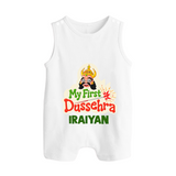 My First Dussehra Irayyan Ravan Theme Button Romper - WHITE - New Born (Chest 18")