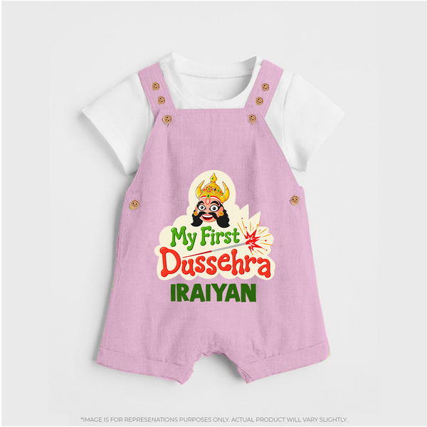 My First Dussehra Irayyan Ravan Theme Dungaree - BABY PINK - 0 - 5 Months Old (Chest 18")