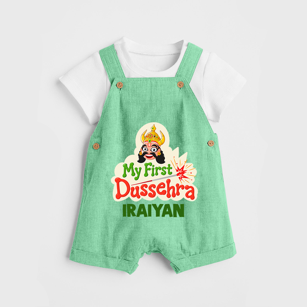 My First Dussehra Irayyan Ravan Theme Dungaree - GREEN - 0 - 5 Months Old (Chest 18")