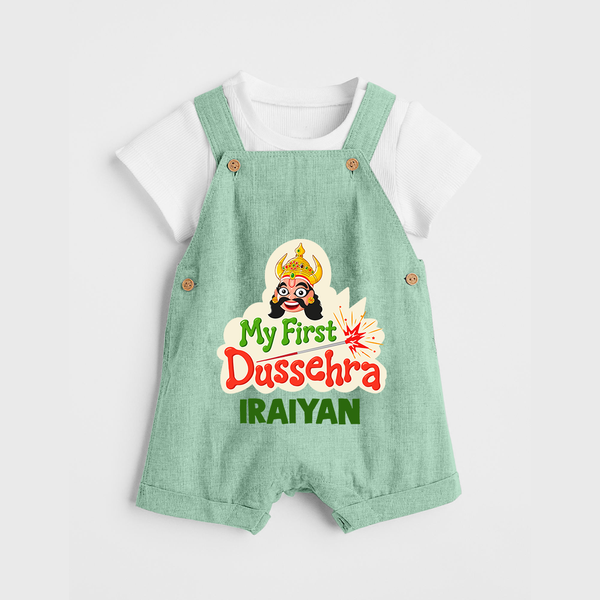 My First Dussehra Irayyan Ravan Theme Dungaree - MINT GREEN - 0 - 5 Months Old (Chest 18")
