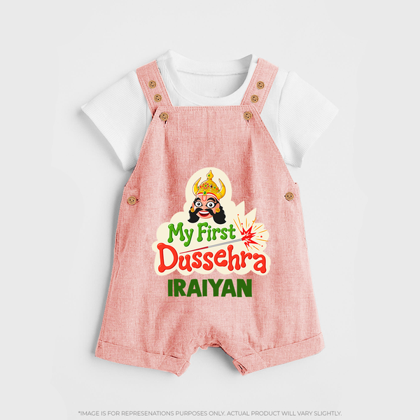 My First Dussehra Irayyan Ravan Theme Dungaree - PEACH - 0 - 5 Months Old (Chest 18")