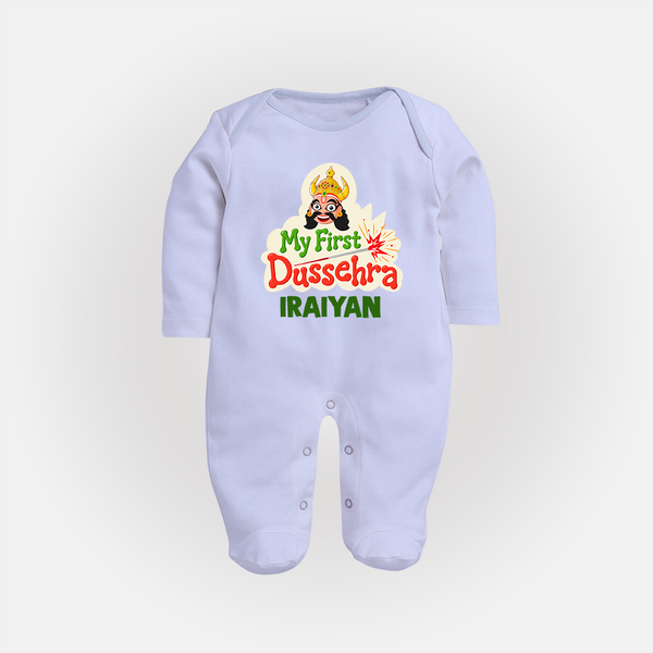 My First Dussehra Irayyan Ravan Theme Fullbody suit - BABY BLUE - New Born (Chest 7.5")