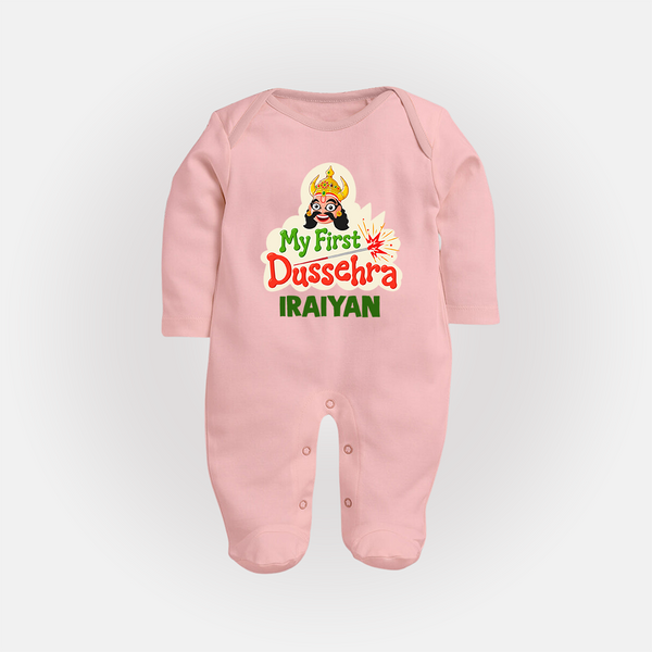 My First Dussehra Irayyan Ravan Theme Fullbody suit - BABY PINK - New Born (Chest 7.5")