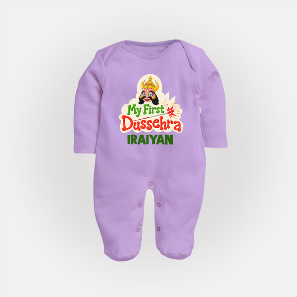 My First Dussehra Irayyan Ravan Theme Fullbody suit - LILAC - New Born (Chest 7.5")