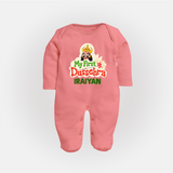 My First Dussehra Irayyan Ravan Theme Fullbody suit - PEACH - New Born (Chest 7.5")