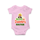 My First Dussehra Irayyan Ravan Theme Romper - BABY PINK - New Born (Chest 14")