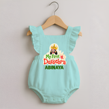 My First Dussehra Irayyan Ravan Theme Romper Frock - MINT GREEN - 0 - 3 Months Old (Chest 19")