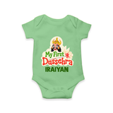 My First Dussehra Irayyan Ravan Theme Romper - GREEN - New Born (Chest 14")