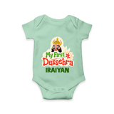 My First Dussehra Irayyan Ravan Theme Romper - MINT GREEN - New Born (Chest 14")
