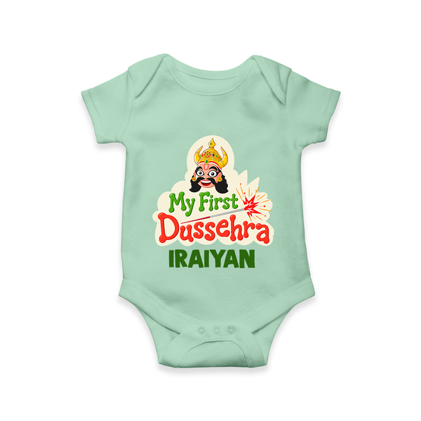 My First Dussehra Irayyan Ravan Theme Romper - MINT GREEN - New Born (Chest 14")