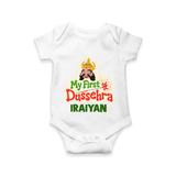 My First Dussehra Irayyan Ravan Theme Romper - WHITE - New Born (Chest 14")