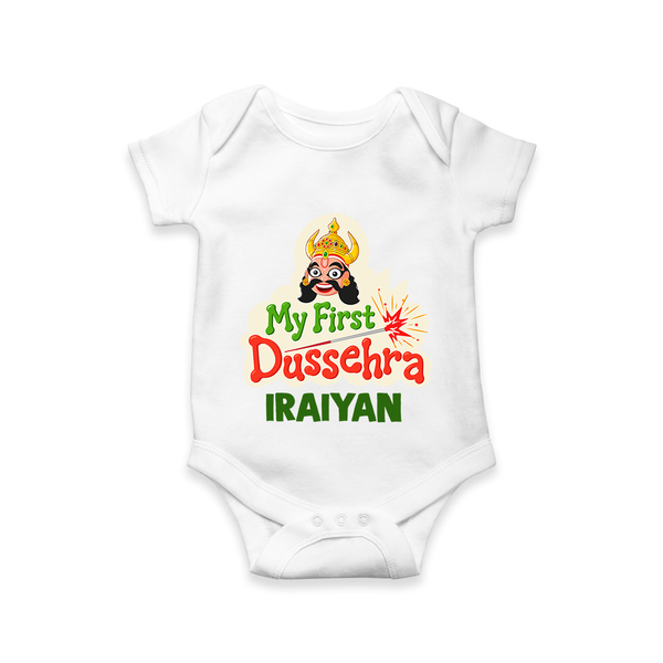My First Dussehra Irayyan Ravan Theme Romper - WHITE - New Born (Chest 14")