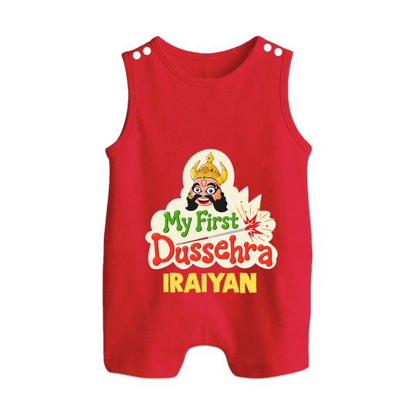 My First Dussehra Irayyan Ravan Theme Button Romper - RED - New Born (Chest 18")