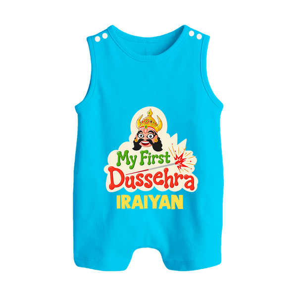 My First Dussehra Irayyan Ravan Theme Button Romper - SKY BLUE - New Born (Chest 18")