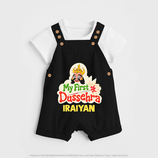 My First Dussehra Irayyan Ravan Theme Dungaree - BLACK - 0 - 5 Months Old (Chest 18")