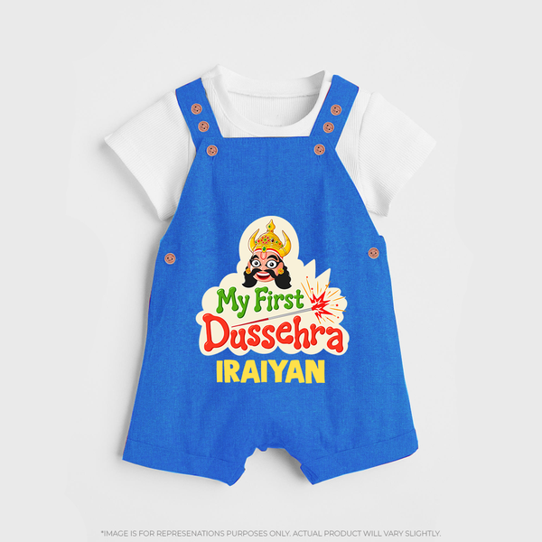My First Dussehra Irayyan Ravan Theme Dungaree - COBALT BLUE - 0 - 5 Months Old (Chest 18")