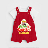 My First Dussehra Irayyan Ravan Theme Dungaree - RED - 0 - 5 Months Old (Chest 18")