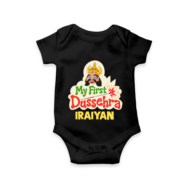 My First Dussehra Irayyan Ravan Theme Romper - BLACK - New Born (Chest 14")