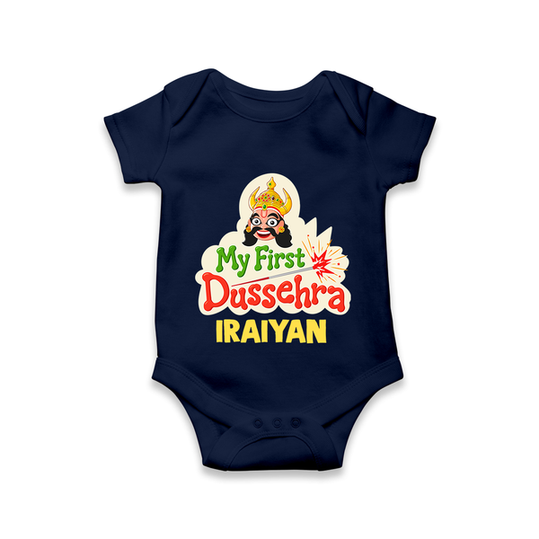 My First Dussehra Irayyan Ravan Theme Romper - NAVY BLUE - New Born (Chest 14")