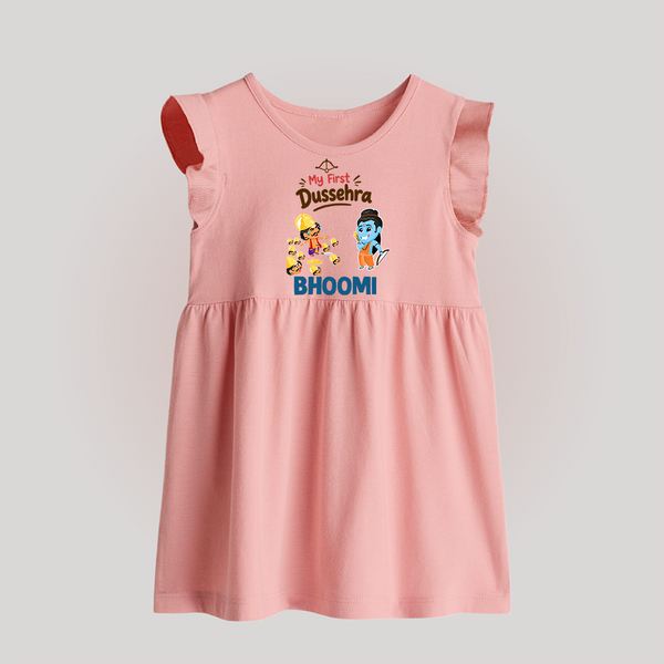 My First Dussehra Jeevan Ram & Ravan Baby Frock - BABY PINK - 0 - 3 Months Old (Chest 17")