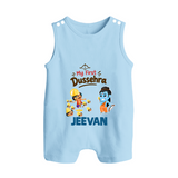 My First Dussehra Jeevan Ram & Ravan Button Romper - BABY BLUE - New Born (Chest 18")
