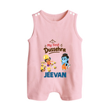 My First Dussehra Jeevan Ram & Ravan Button Romper - BABY PINK - New Born (Chest 18")