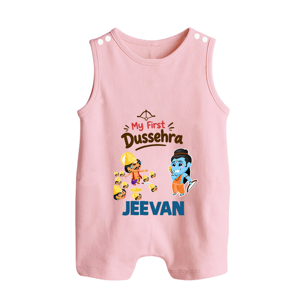 My First Dussehra Jeevan Ram & Ravan Button Romper - BABY PINK - New Born (Chest 18")