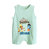 My First Dussehra Jeevan Ram & Ravan Button Romper - MINT GREEN - New Born (Chest 18")