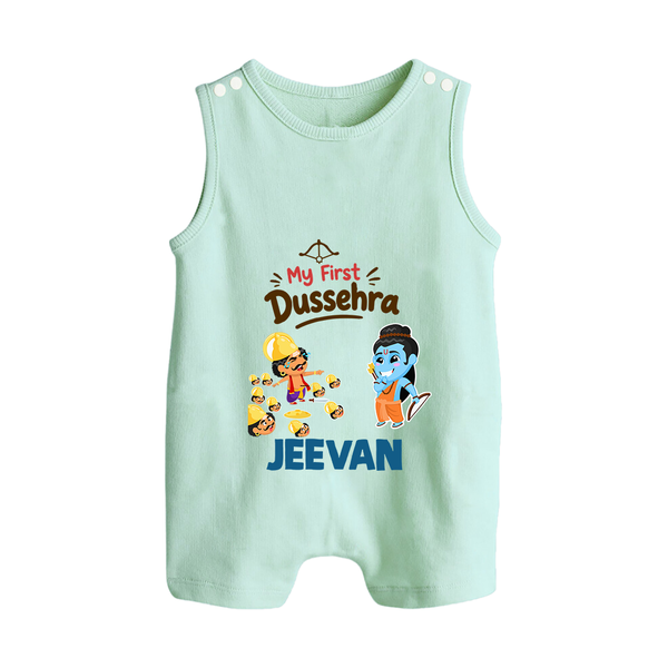 My First Dussehra Jeevan Ram & Ravan Button Romper - MINT GREEN - New Born (Chest 18")