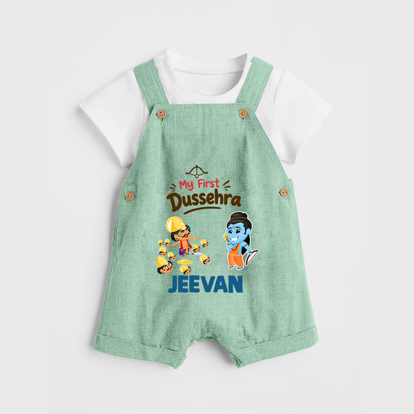 My First Dussehra Jeevan Ram & Ravan Dungaree - MINT GREEN - 0 - 5 Months Old (Chest 18")