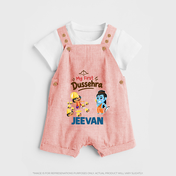 My First Dussehra Jeevan Ram & Ravan Dungaree - PEACH - 0 - 5 Months Old (Chest 18")