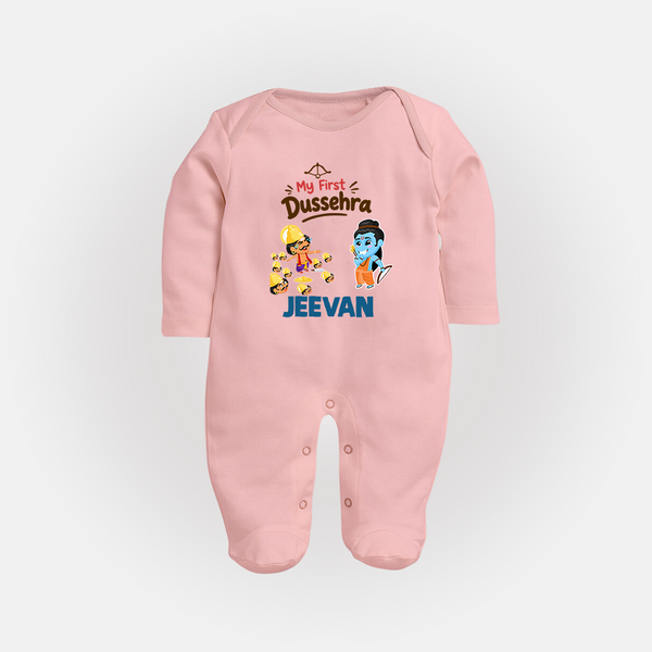 My First Dussehra Jeevan Ram & Ravan Fullbody suit - BABY PINK - New Born (Chest 7.5")