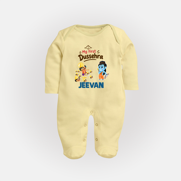 My First Dussehra Jeevan Ram & Ravan Fullbody suit - PASTEL YELLOW - New Born (Chest 7.5")