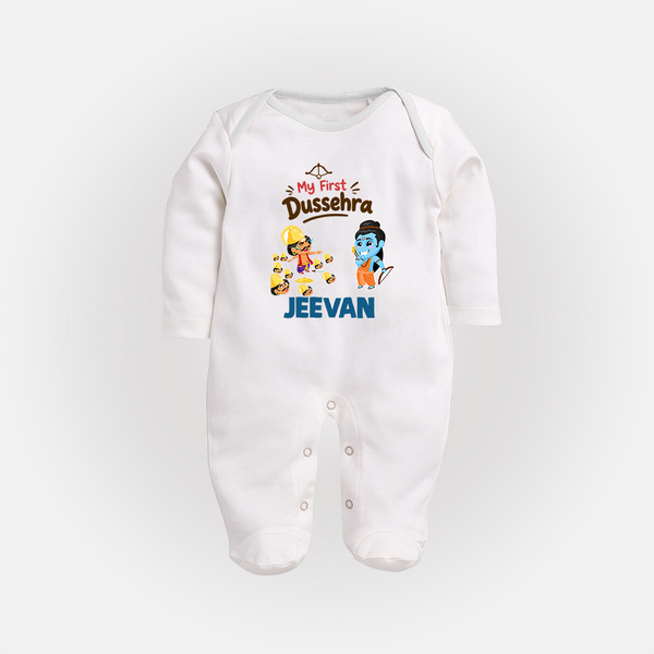 My First Dussehra Jeevan Ram & Ravan Fullbody suit - WHITE - New Born (Chest 7.5")
