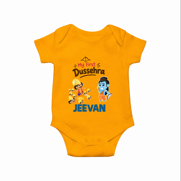 My First Dussehra Jeevan Ram & Ravan Romper - CHROME YELLOW - New Born (Chest 14")