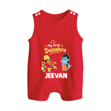My First Dussehra Jeevan Ram & Ravan Button Romper - RED - New Born (Chest 18")