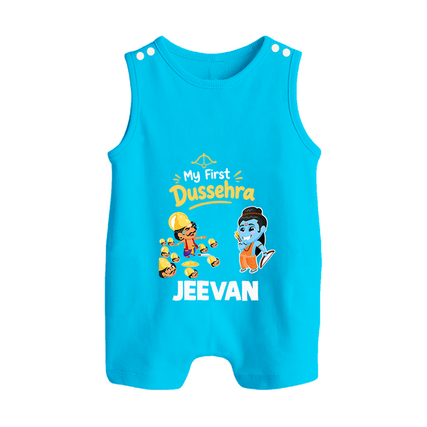 My First Dussehra Jeevan Ram & Ravan Button Romper - SKY BLUE - New Born (Chest 18")