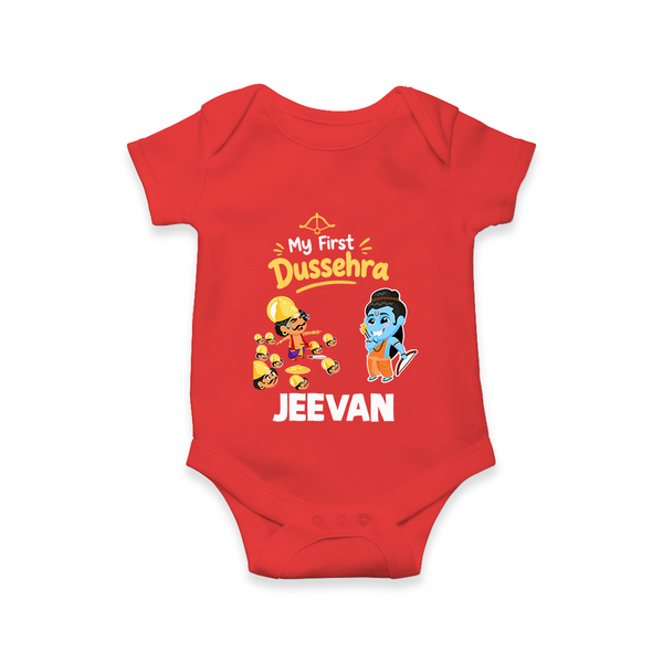 My First Dussehra Jeevan Ram & Ravan Romper - RED - New Born (Chest 14")