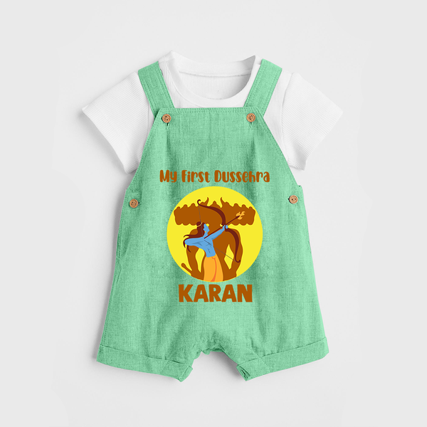 My First Dussehra Karan Bow Warrior Dungaree - GREEN - 0 - 5 Months Old (Chest 18")