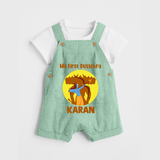 My First Dussehra Karan Bow Warrior Dungaree - MINT GREEN - 0 - 5 Months Old (Chest 18")