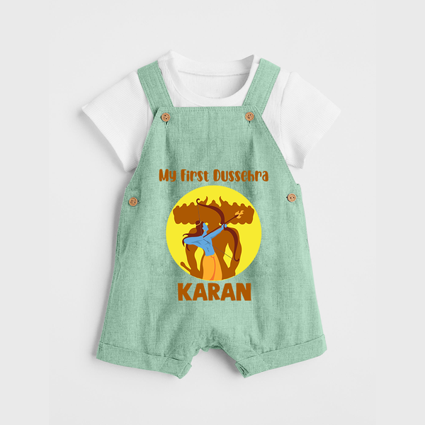 My First Dussehra Karan Bow Warrior Dungaree - MINT GREEN - 0 - 5 Months Old (Chest 18")