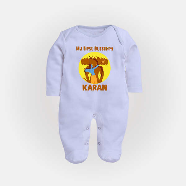 My First Dussehra Karan Bow Warrior Fullbody suit - BABY BLUE - New Born (Chest 7.5")