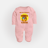 My First Dussehra Karan Bow Warrior Fullbody suit - BABY PINK - New Born (Chest 7.5")